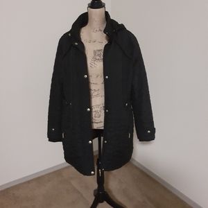 Weatherproof XXL Long Hooded Dark Coat